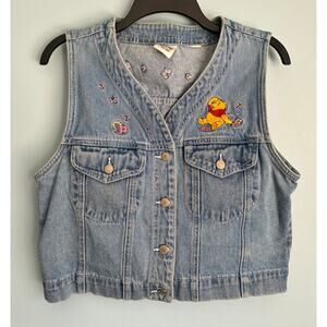 Vintage Disney Winnie the Pooh Denim Vest Embroidered